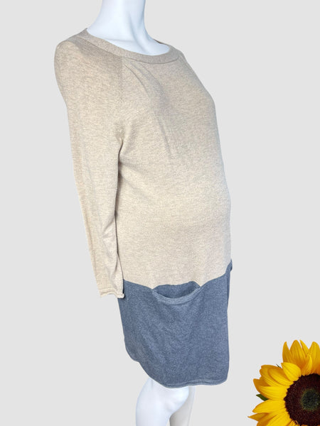 Mamas & Papas Brown/Grey Knitted Jumper Dress with Pockets - Size Maternity UK 12