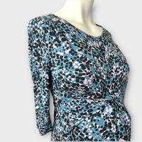 Seraphine Maternity Turquoise/Black/Pink Twist Front Bodycon Dress - Size Maternity UK 10