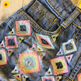 Matalan Blue Stonewash Embroidered Frayed Denim Shorts - Girls 8-9yrs