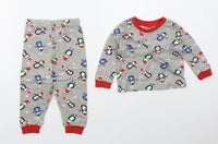 Festive Penguins Grey Baby Christmas Pyjamas - Unisex 9-12m
