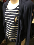 Jojo Maman Bebe Navy 2 in 1 Knitted Breton Stripe Maternity & Nursing Top - Size Maternity M UK 12-14