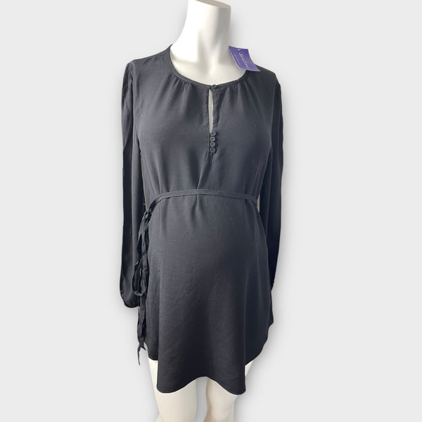 Brand New Seraphine Elin Black Keyhole Maternity Blouse - Size Maternity L UK 14-16