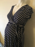Jojo Maman Bebe Breton Stripe S/S Jersey Dress Navy/White - Size Maternity S UK 8-10