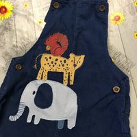 M&S Blue Needlecord Dungarees with Animal Stack Applique - Boys 18-24m