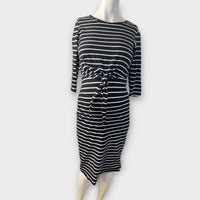 Blooming Marvellous Black/White Striped Lift Panel Nursing Dress - Size Maternity UK 8