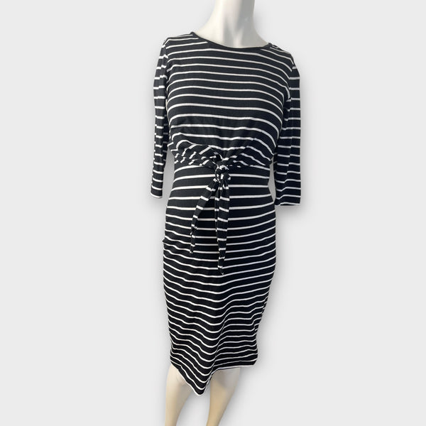 Blooming Marvellous Black/White Striped Lift Panel Nursing Dress - Size Maternity UK 8