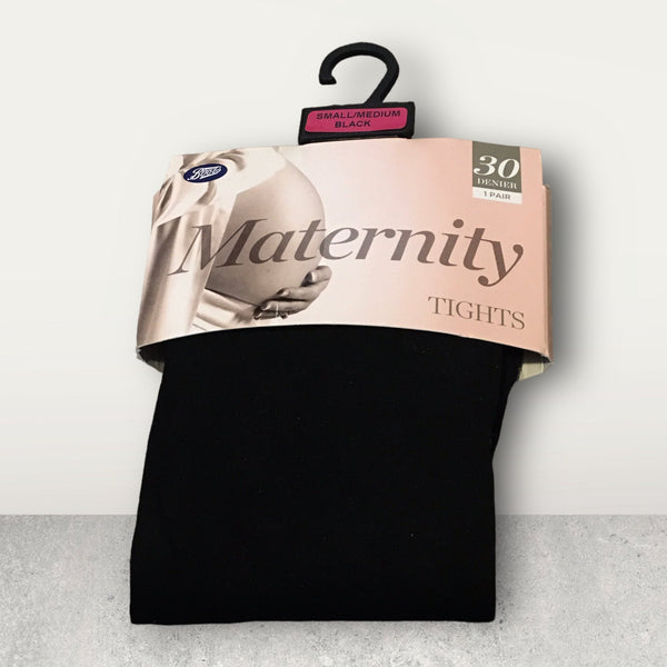 Brand New Boots Black 30 Denier Maternity Tights - Size Maternity S/M