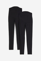 Brand New H&M Mama 2 Pack Black Over Bump Jersey Leggings - Size Maternity L UK 16/18