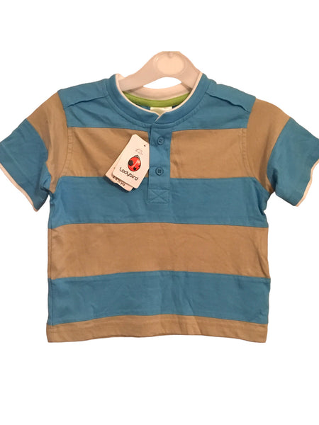 Brand New Ladybird Blue/Beige Striped T-Shirt - Boys 12-18m