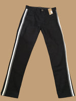 Brand New Next Boys Black Chino Trousers with Striped Leg - Boys 11yrs