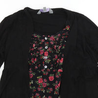 New Look Maternity Black & Floral Print Mock Cardigan Tunic Top - Size Maternity UK 10