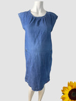 Ohma! Maternity Sleeveless Denim Tunic Dress With Belt - Size Maternity S UK 8-10