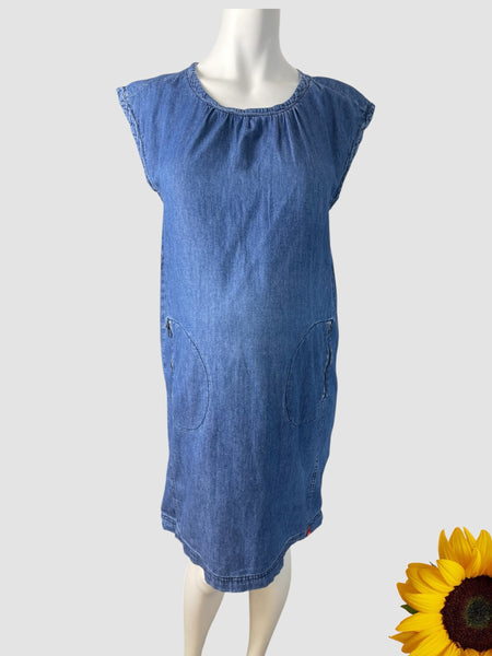 Ohma! Maternity Sleeveless Denim Tunic Dress With Belt - Size Maternity S UK 8-10
