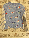 Joules White & Blue Striped Horse Print L/S Top - Girls 4yrs