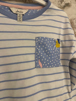 Joules White & Blue Striped Horse Print L/S Top - Girls 4yrs