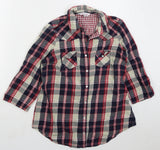 Red Herring Maternity Red/Cream/Navy Tartan Checked Tunic Shirt - Size Maternity UK 10