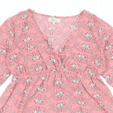 Next Maternity Pink Smart Floral Print Blouse Top - Size Maternity UK 12