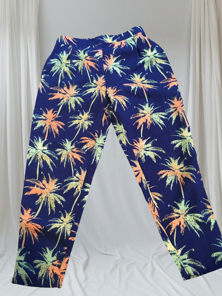 Cosmic Kids Blue Palm Tree Print Summer Trousers - Girls 7yrs
