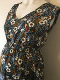 New Look Maternity Green Floral Print Sleeveless Empire Dress - Size Maternity UK 12