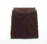 Jojo Maman Bebe Chocolate Brown Corduroy Under Bump Skirt - Size Maternity UK 8