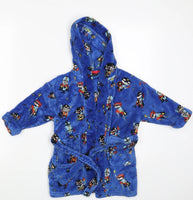 Next Boys Blue Superheroes Print Soft Fur Hooded Robe Dressing Gown - Boys 18-24m