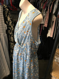 New Look Maternity Blue Sleeeveless Empire Dress White/Yellow Floral - Size Maternity UK 18