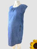 Ohma! Maternity Sleeveless Denim Tunic Dress With Belt - Size Maternity S UK 8-10