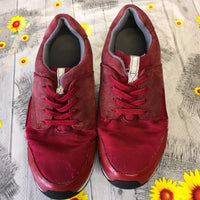 Clarks Red Kids Suede Lace Trainers - Unisex Size UK 1.5 G