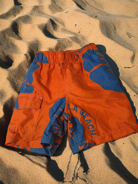 Demo Jnr Orange/Blue L.A Beach Boys Swimming Shorts - Boys 12-18m