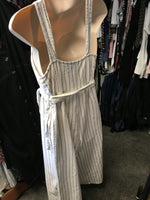 New Look Maternity White 100% Cotton Brown Stripe Jumpsuit - Size Maternity UK 10