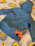 F&F Dinosaur Drivers Blue Hooded Baby Raincoat Jacket - Boys 12-18m