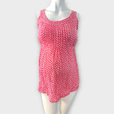 Jojo Maman Bebe Red/White Sleeveless Cotton Print Top - Size Maternity S UK 8-10