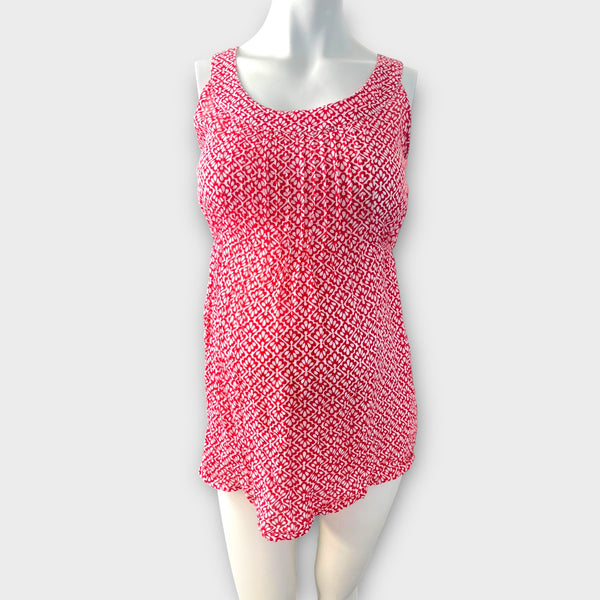 Jojo Maman Bebe Red/White Sleeveless Cotton Print Top - Size Maternity S UK 8-10