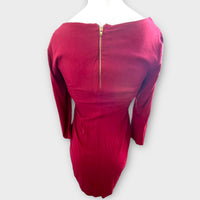 Seraphine Maternity Red Gathered Front 3/4 Sleeve Bodycon Dress - Size Maternity UK 12