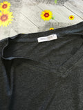 Smallshow Maternity Charcoal Stretch S/S V Neck Top - Size Maternity M UK 12-14