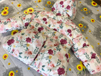 Primark Cream Floral Print Hooded Quilted Coat - Girls 12-18m