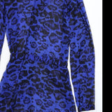 Mamalicious Blue/Black Animal Print Sheer Chiffon Shirt Dress - Size Maternity XL UK 14-16