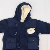 Ladybird Navy Blue Thick Fleece Teddy Snowsuit with Mittens - Boys 3-6m