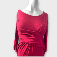 Seraphine Maternity Red Gathered Front 3/4 Sleeve Bodycon Dress - Size Maternity UK 12