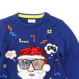F&F Blue Xmas Mode Funky Santa Christmas Jumper - Boys 4-5yrs