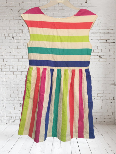 Gap Girls Rainbow Stripe Cotton Summer Dress - Girls 8yrs