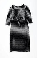 Blooming Marvellous Black/White Striped Lift Panel Nursing Dress - Size Maternity UK 8