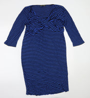 Blooming Marvellous Blue/Black Striped Jersey Nursing Dress - Size Maternity UK 16