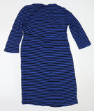 Blooming Marvellous Blue/Black Striped Jersey Nursing Dress - Size Maternity UK 16