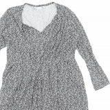 Jojo Maman Bebe Monochrome Spot 3/4 Sleeve Soft Jersey Nursing Dress - Size Maternity S UK 8-10