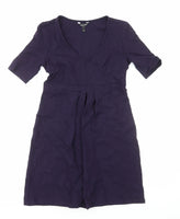 Isabella Oliver Navy Blue V Neck S/S Smart Shift Dress - Size Maternity 3 UK 12