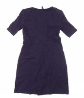 Isabella Oliver Navy Blue V Neck S/S Smart Shift Dress - Size Maternity 3 UK 12