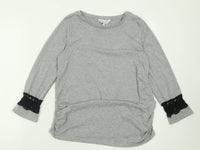Red Herring Maternity Grey 3/4 Black Crochet Sleeve Top - Size Maternity UK 10