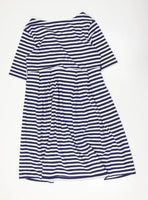 Mamas & Papas Navy/White Nautical Stripe Premium Jersey S/S Dress - Size Maternity UK 12