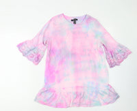 New Look Maternity Pink/Blue Tie Dye Summer Top - Size Maternity UK 10